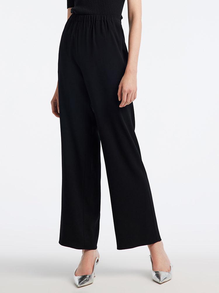 Black Straight Full Length Pants GOELIA