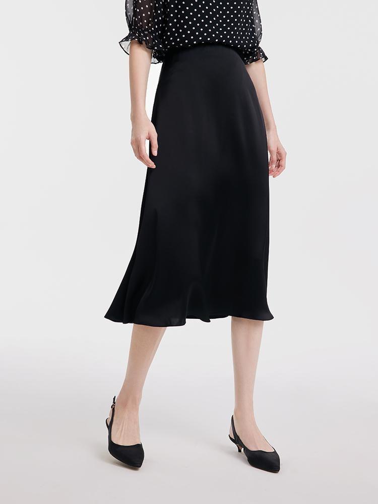 Black Triacetate A-line Skirt GOELIA