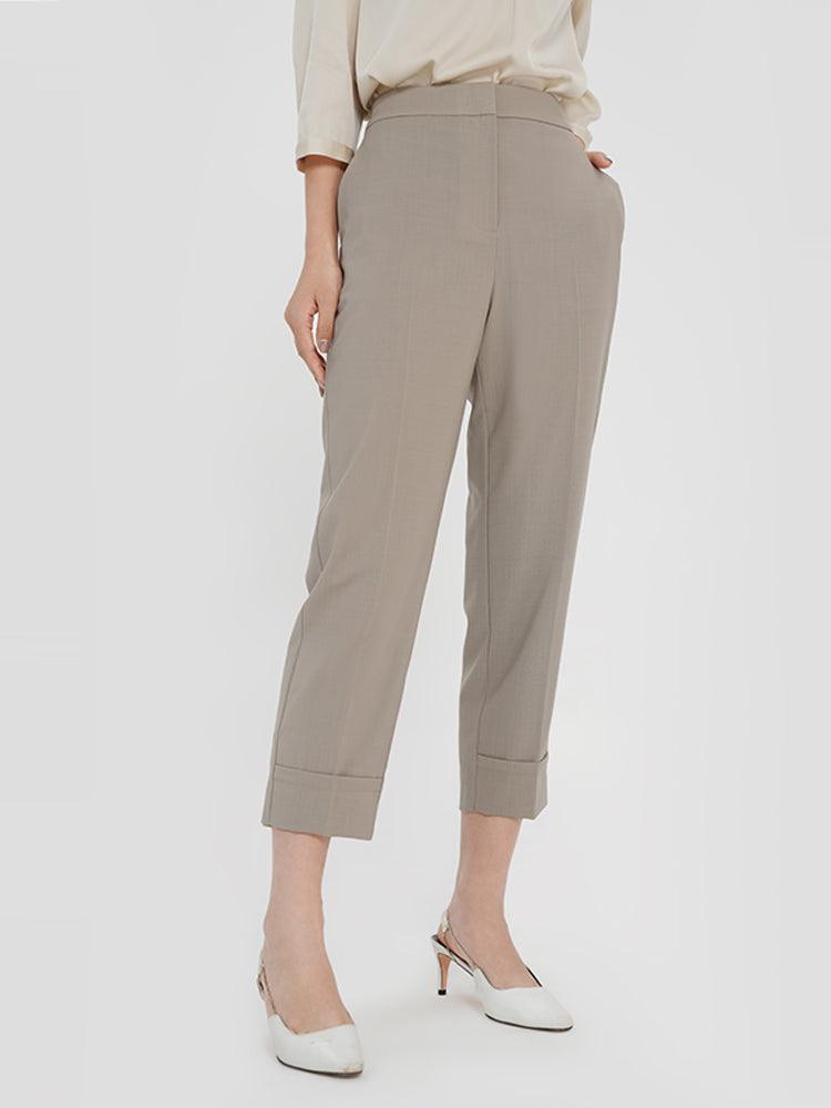 Machine Washable Worsted Wool Tapered Pants GOELIA