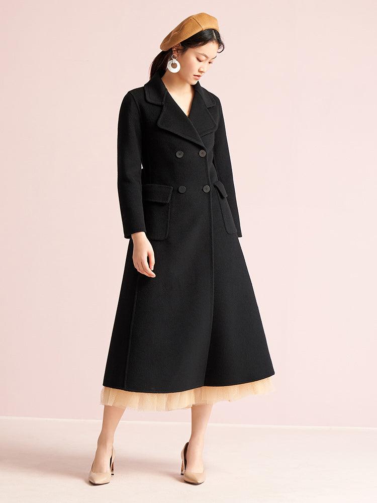 Black Slim Cashmere Overcoat GOELIA