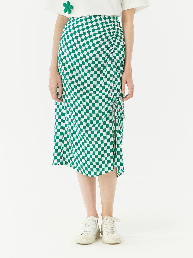 Checkerboard Slip & Shirring Dress Set GOELIA