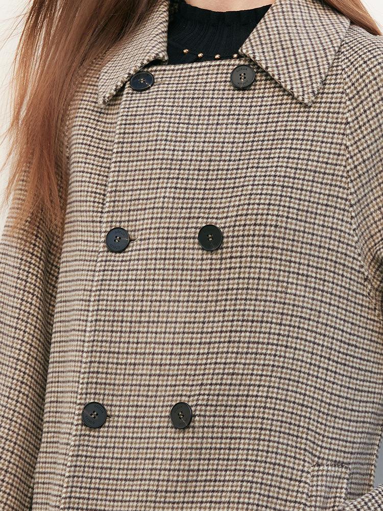 Houndstooth Pattern Wool Coat GOELIA