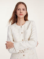 Double-Layer Tweed Single-Breasted Dress With Pockets GOELIA