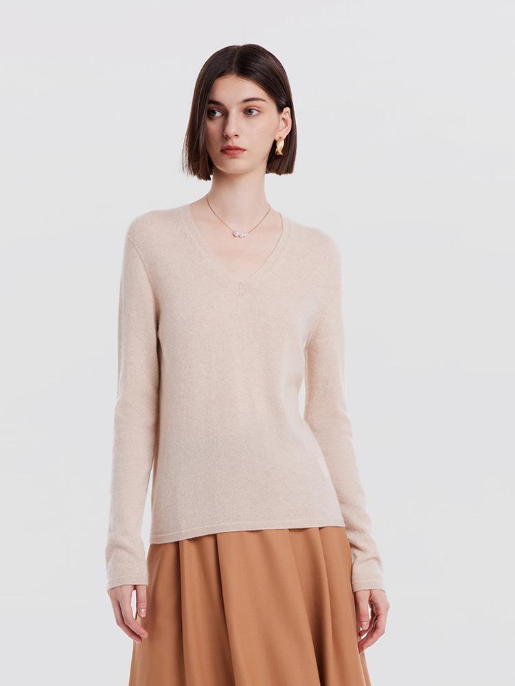 Seamless Cashmere V-Neck Sweater GOELIA