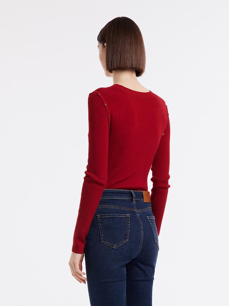 Detachable Sleeve Woolen Round Neck Sweater GOELIA