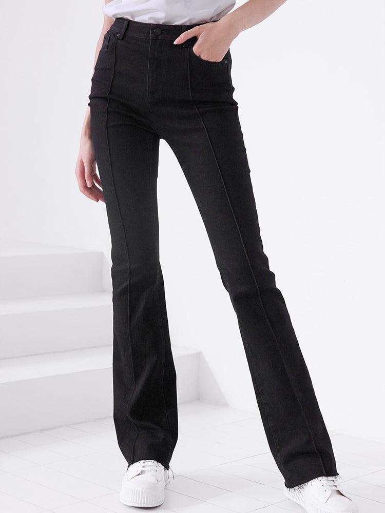 Black Denim Flared Pants GOELIA