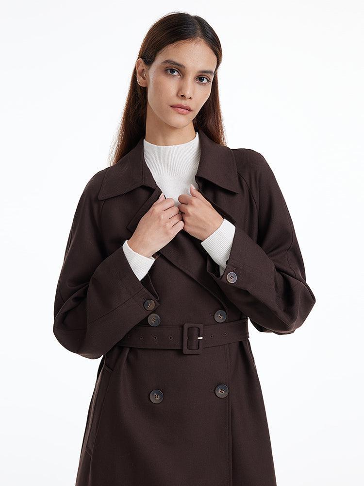 Brown Worsted Trench Coat GOELIA