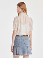 Ruffle Woven Shirt With Camisole Top GOELIA