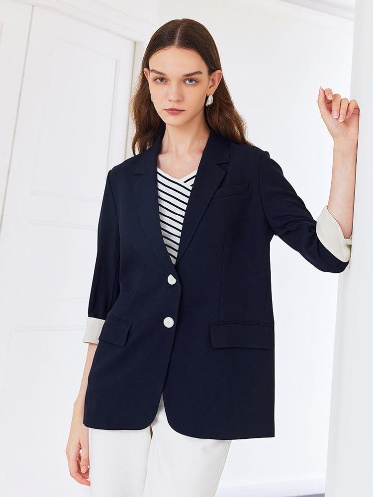 Acetate Navy Blue Blazer GOELIA