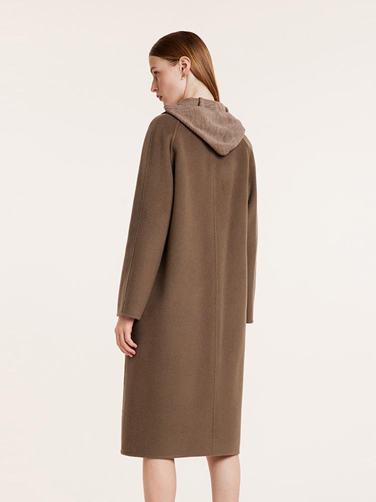 Coffee Tencel Wool Double-Faced Coat GOELIA