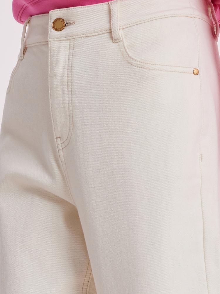 White Cotton Ankle-Length Stove Pipe Jeans GOELIA