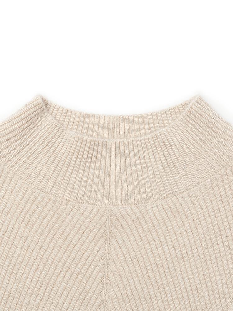 Beige Pure Cashmere Mock Neck Sweater GOELIA