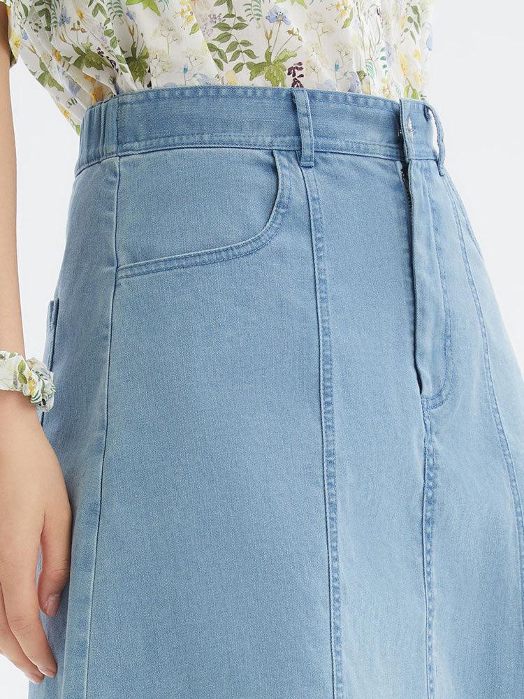 Denim Embroidery Mini Skirt GOELIA