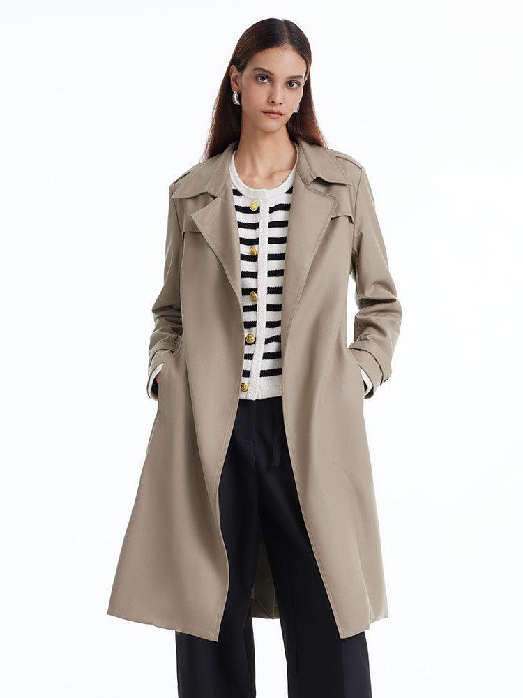 Worsted Wool Trench Coat With Belt GOELIA