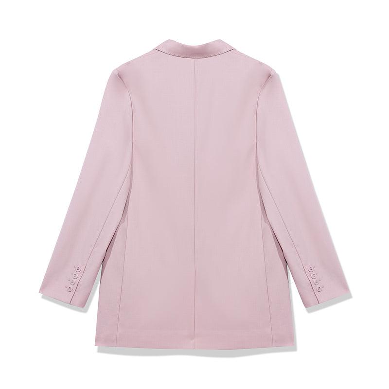 Pink Double-Breasted Worsted Woolen Blazer GOELIA