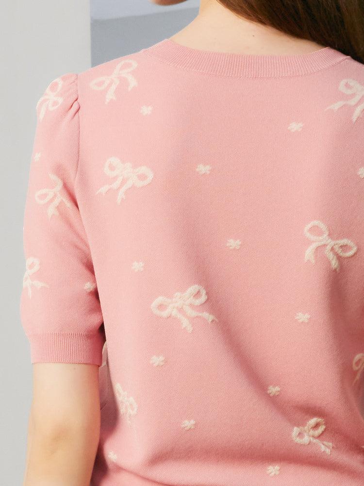 Pink Jacquard Knitted Sweater GOELIA