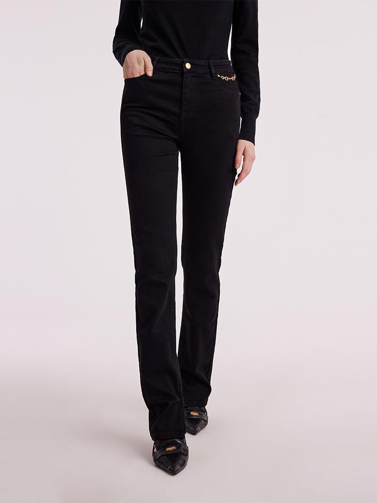 Black Denim Slit Jeans GOELIA