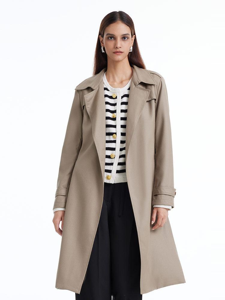 Worsted Wool Trench Coat With Belt GOELIA