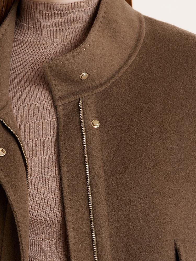 Brown Tencel Wool Mid-Length Jacket GOELIA