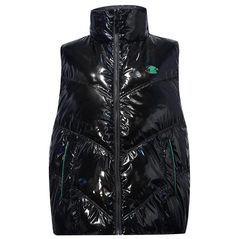 Black Reversible Contrast Color  Goose Down Vest GOELIA