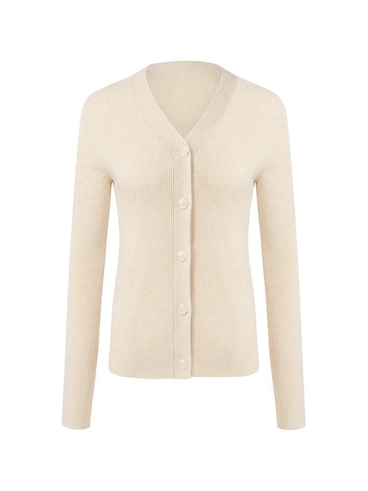 Beige Seamless Cashmere Cardigan GOELIA