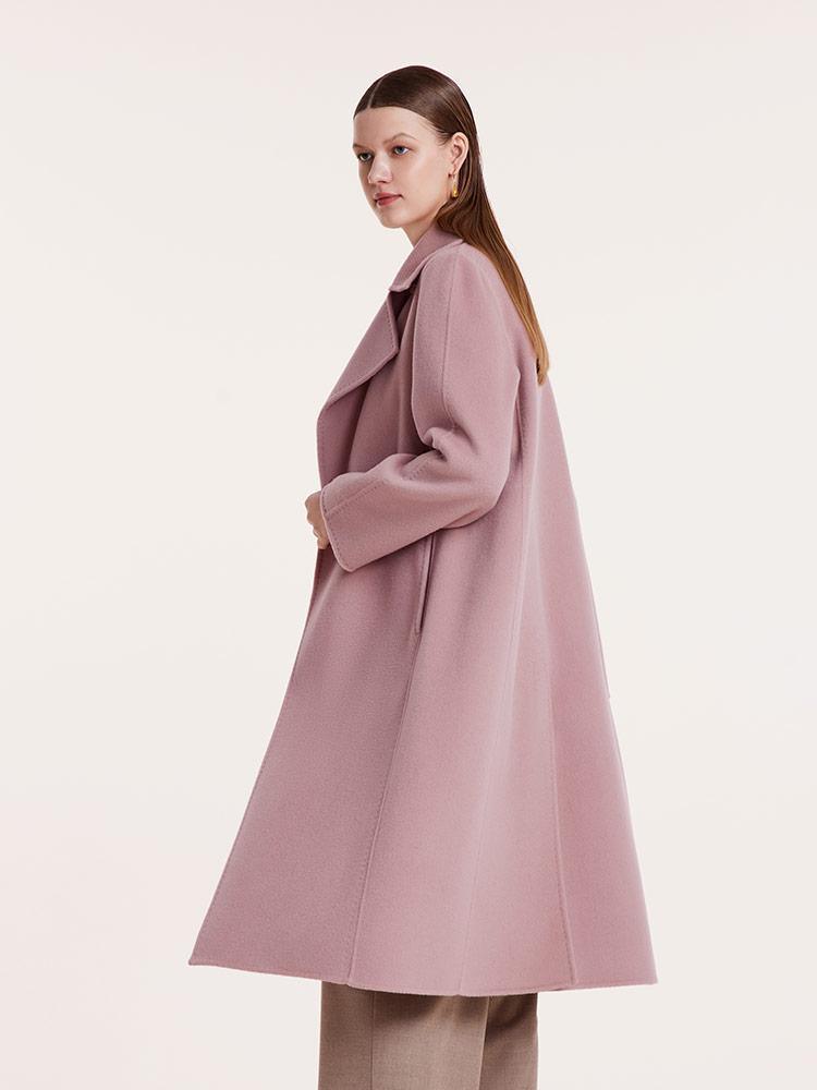 Pink Pure Cashmere Straight Lapel Coat GOELIA