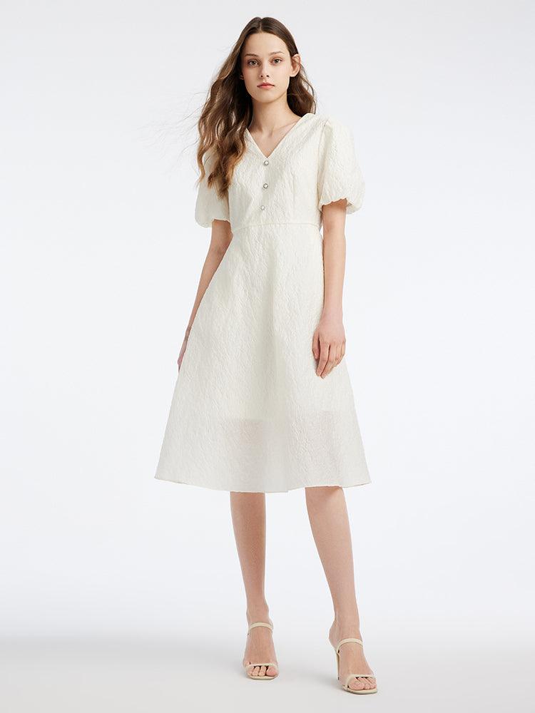 White Bowknot Princess Sleeve Dress GOELIA