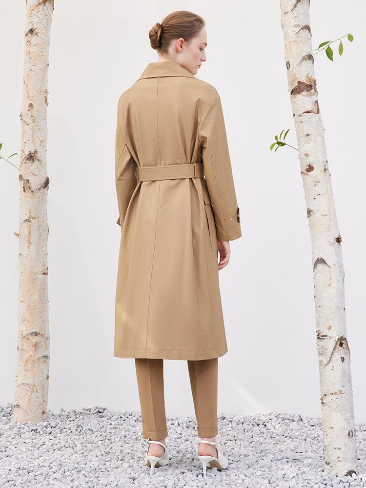 Lapel Khaki Trench Coat GOELIA