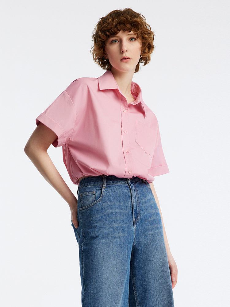 Pocket Button Crop Shirt GOELIA