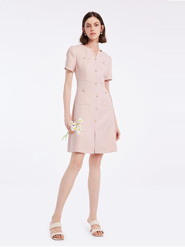 Light Pink Waist-Skimming Dress GOELIA