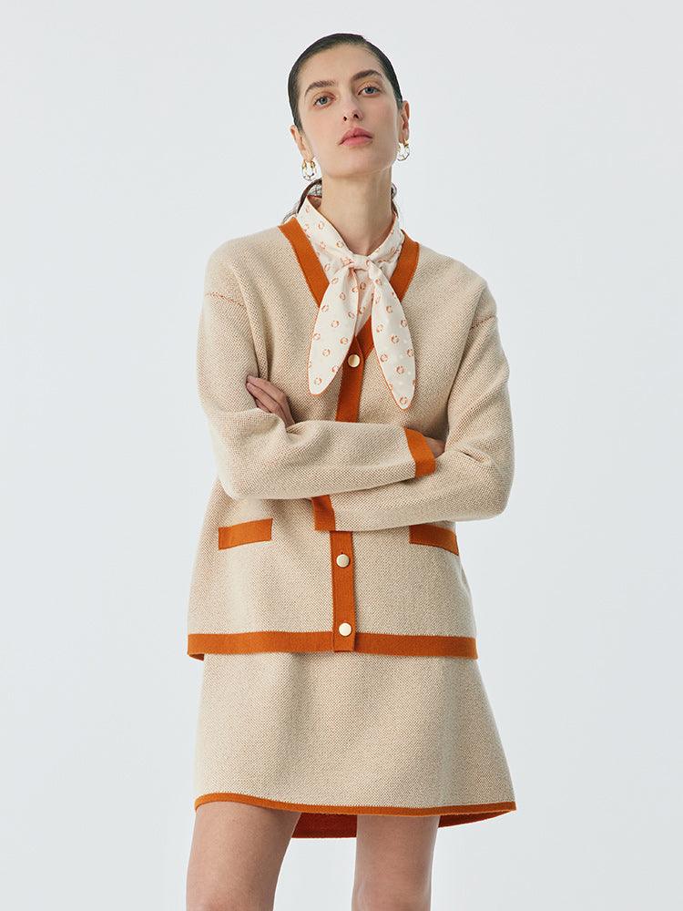 Orange&Beige Color Block Woven Suit GOELIA