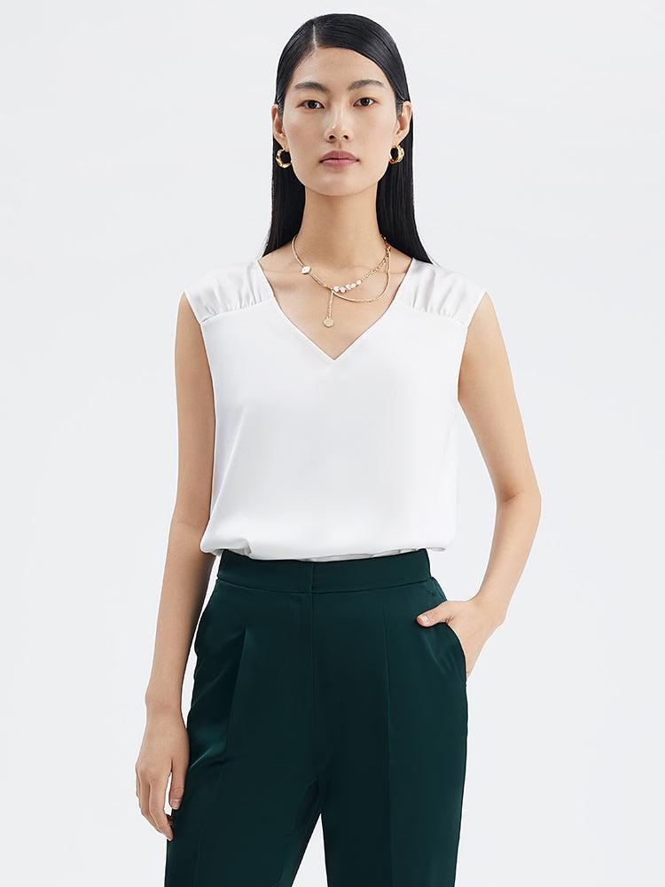 Triacetate V-Neck Top GOELIA