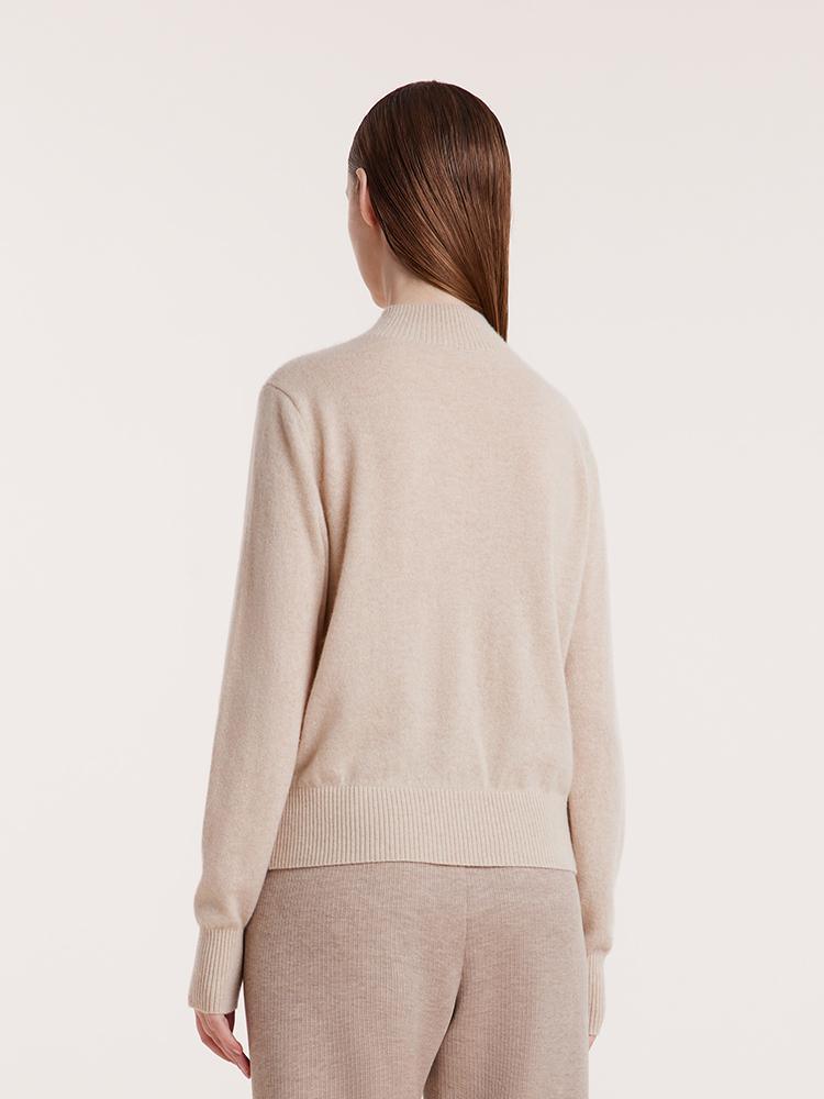 Beige Pure Cashmere Mock Neck Sweater GOELIA