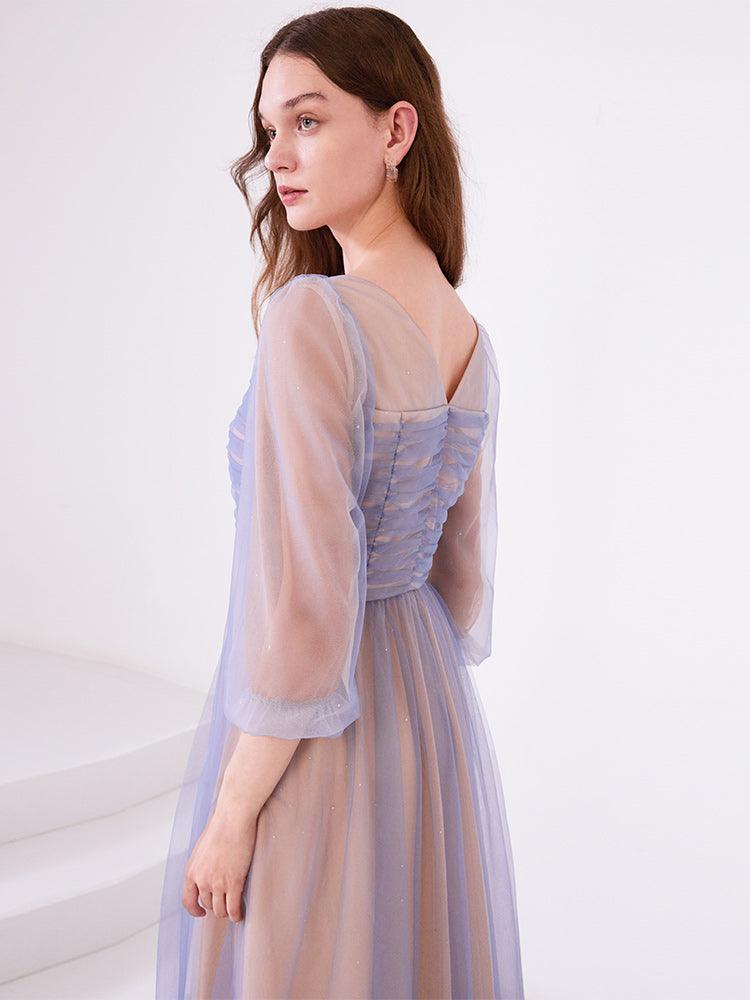 Purple Mesh Layers See-Through Dress GOELIA