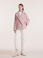 Lapel Double-Breasted Teddy Lamb Wool Short Coat GOELIA