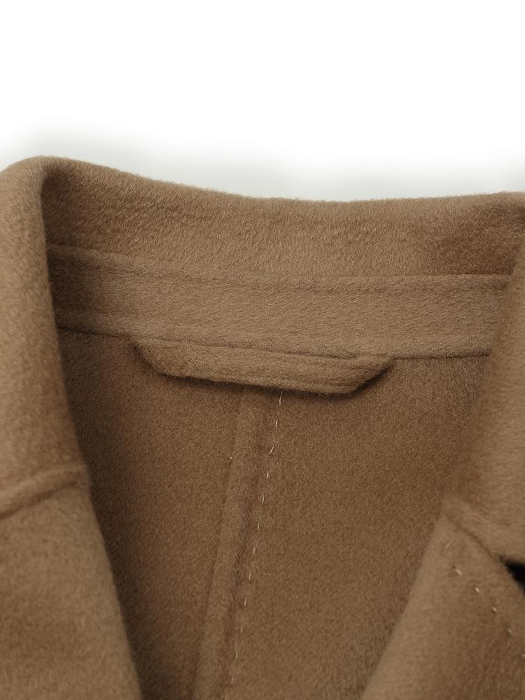 Camel Pure Cashmere Lapel Coat GOELIA