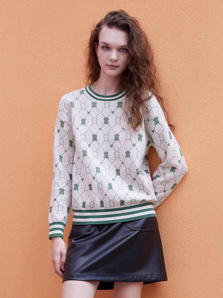 Floral Woollen Jacquard Sweater GOELIA