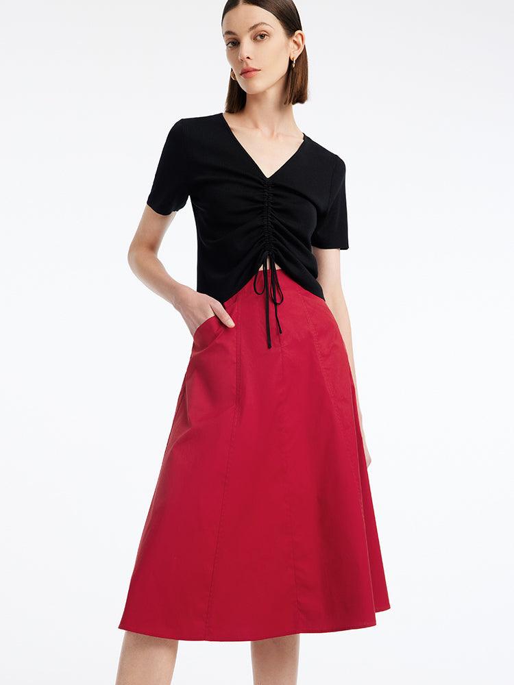 Red High Waist A-Line Dress GOELIA