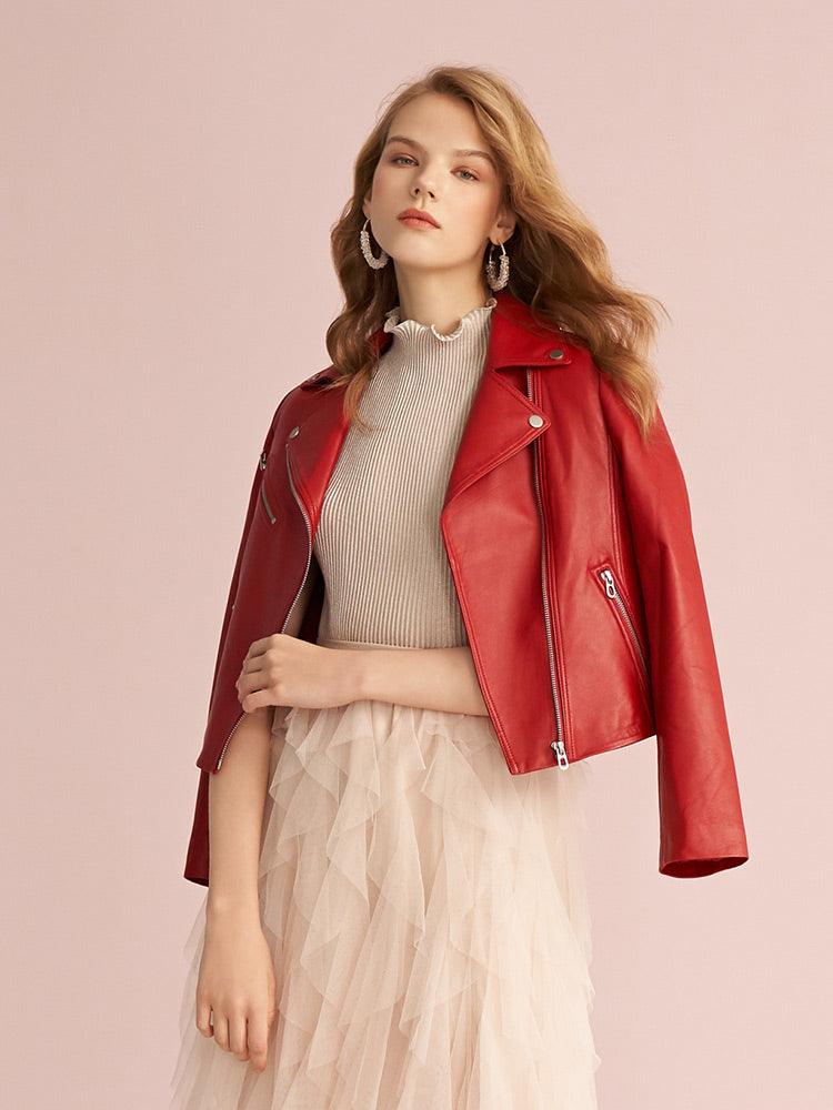 Sheep Leather Lapel Jacket GOELIA