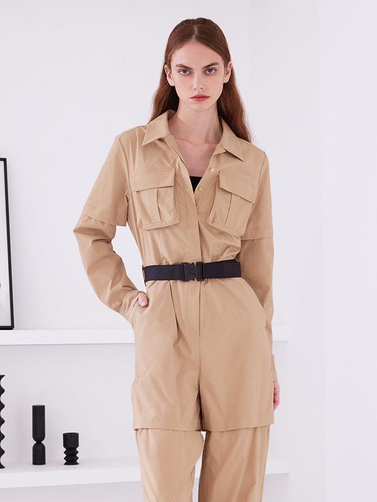 Khaki Detachable Stretchy Jumpsuit GOELIA