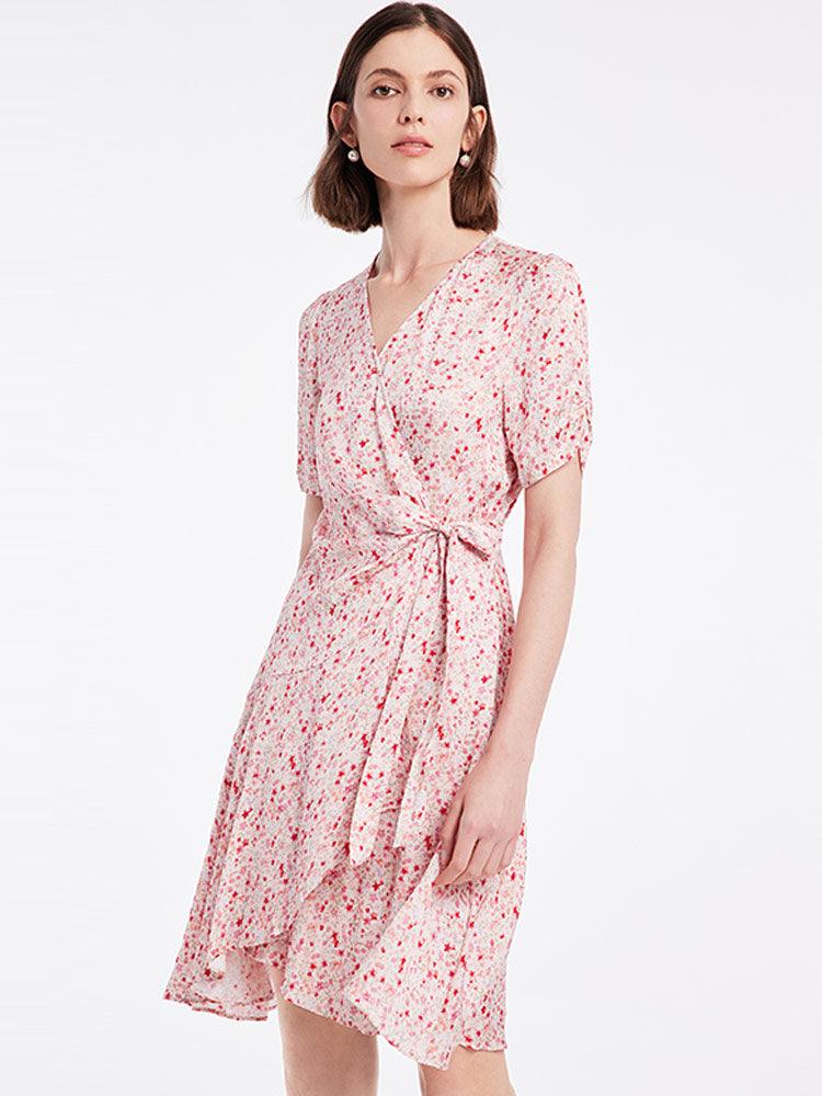 Floral Lace Up Wrap Dress GOELIA