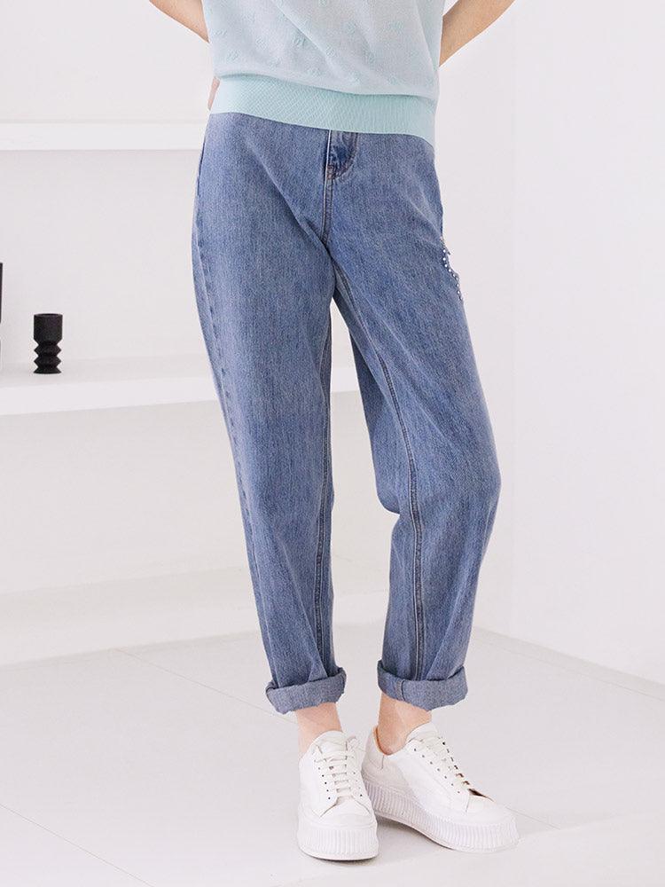 Floral Shape Hole Jeans GOELIA