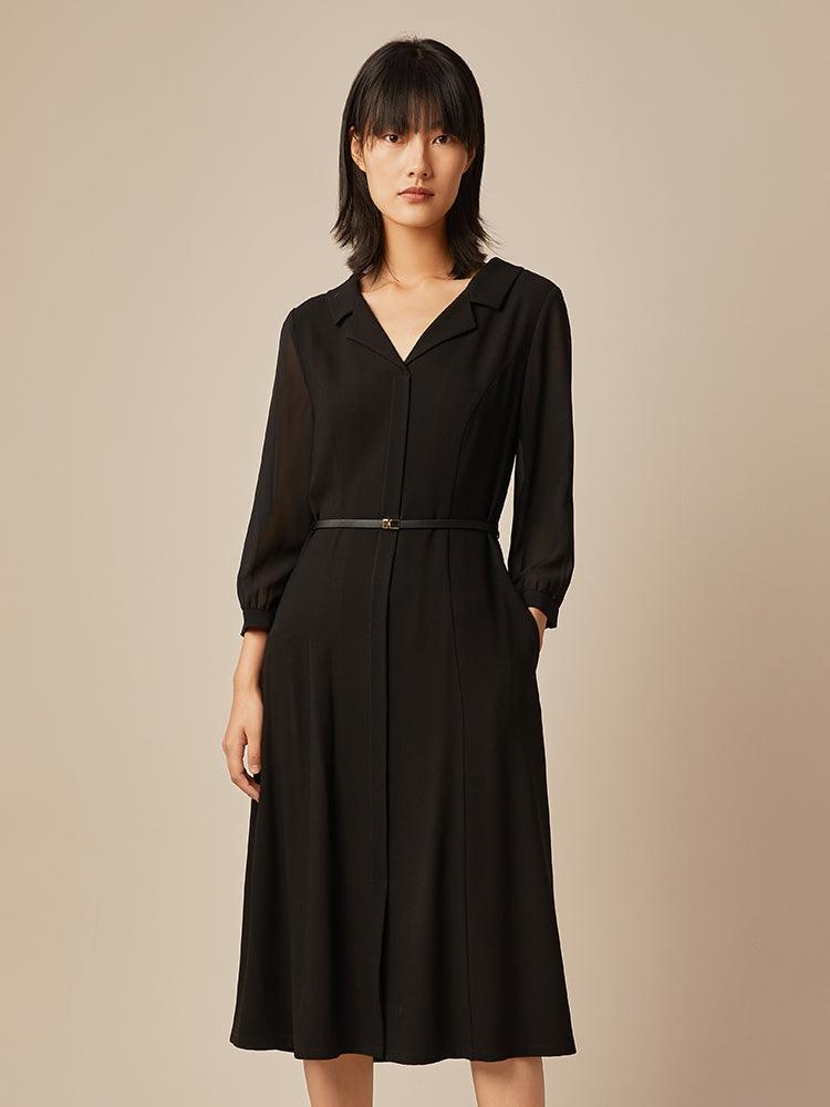 Acetate Fitted-Waist A-Line Dress GOELIA