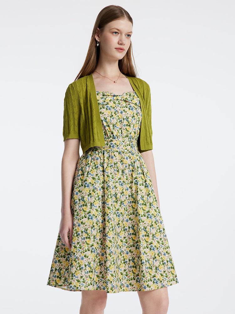 Green Floral Dress Suit GOELIA