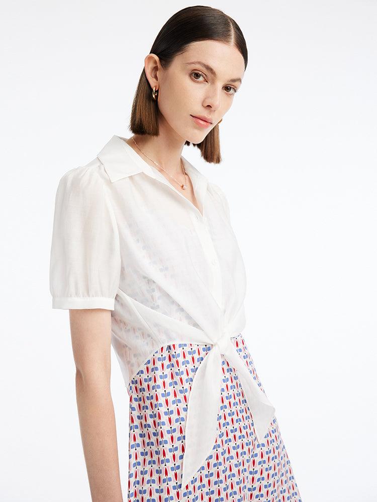 White Tencel Crop Shirt GOELIA