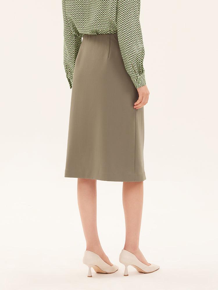 Worsted Wool A-Line Skirt GOELIA