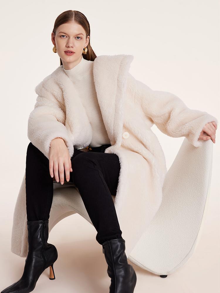 Teddy Lamb Wool Lapel Oversized Coat GOELIA