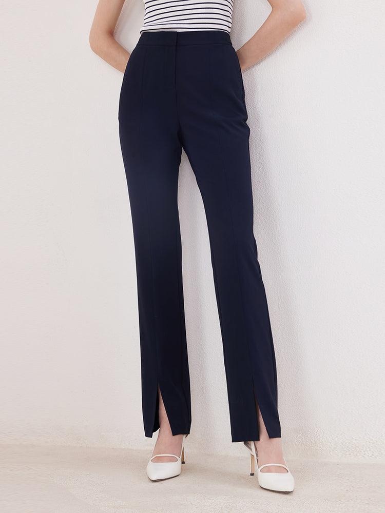 Dark Blue Slim Slit Pants GOELIA