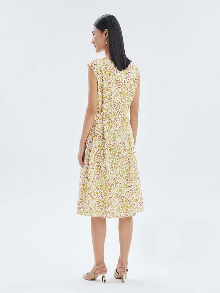 Silk and Cotton Printed A-line Dress GOELIA