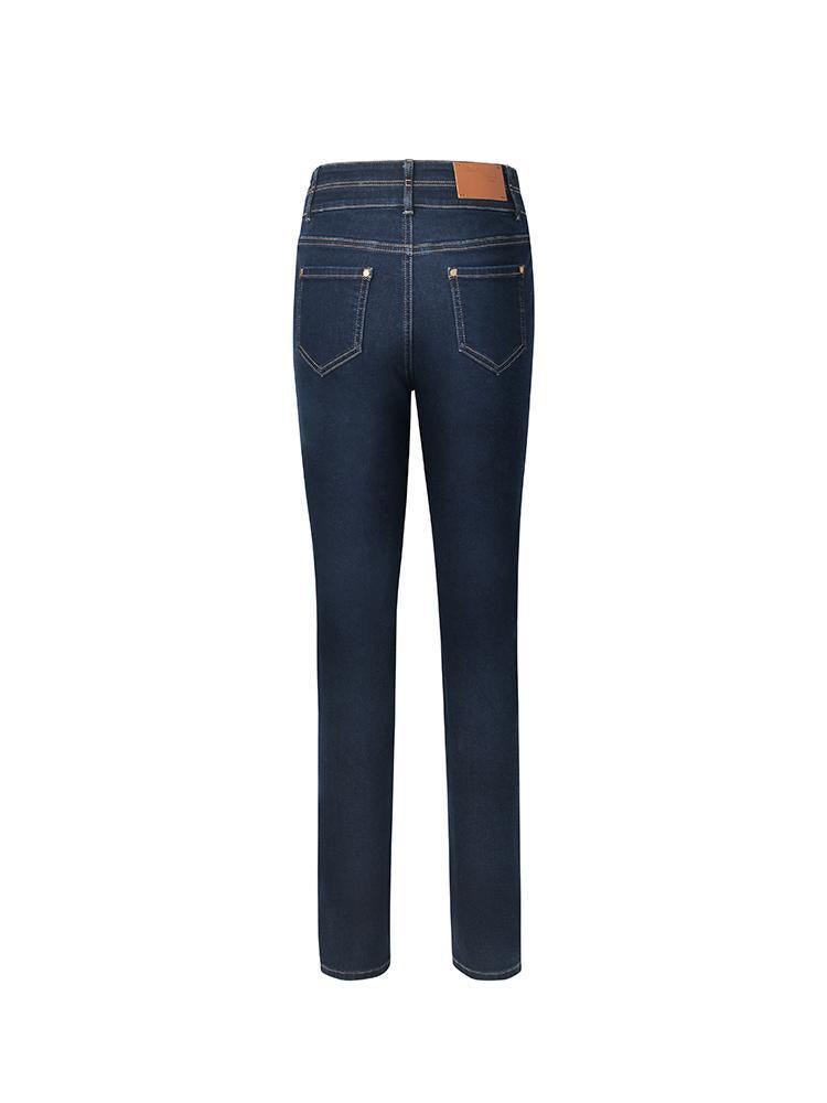 Ankle Length Skinny Jeans With Double Waistband GOELIA